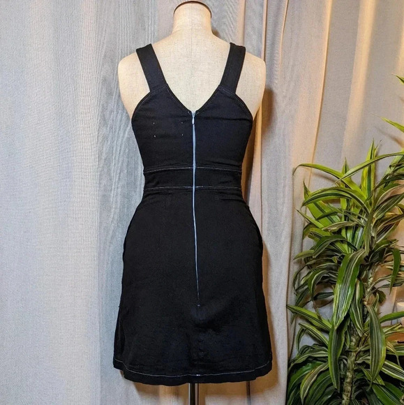 Reformation Black Denim Mini Dress Bustier Size 2 Kaia Davies Pockets - Picture 4 of 11